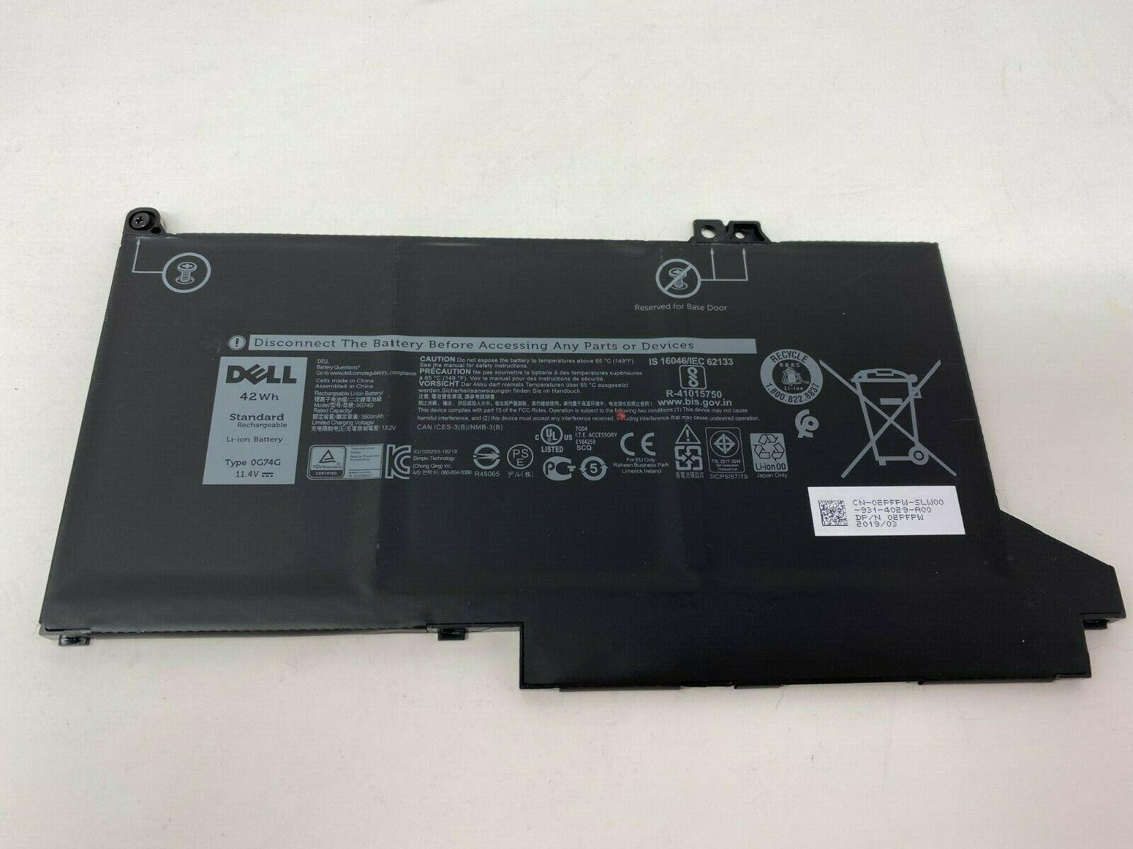 Genuine 42Wh 11.4V 0G74G Dell Battery for Dell Latitude series 8JYHH 2PFPW