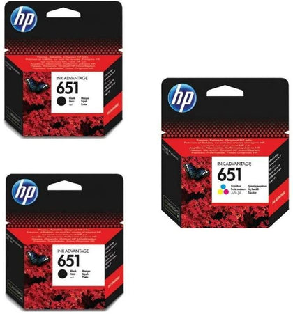 خرطوشة حبر سوداء HP C2P10AE 651 وخرطوشة حبر ثلاثية الألوان HP C2P11AE 651، قطعتين