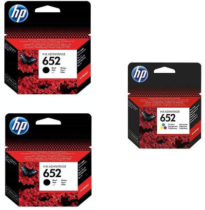 HP 652 Black F6V25AE - 2 PCS and HP 652 Tricolor F6V24AE - 1PC Ink Cartridges - eBuy KSA