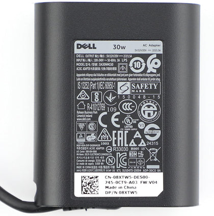 New Original Dell 30W USB-C(Type C) AC Adapter, Power Supply Charger for Dell XPS12(9250),Dell Latitude 7275 5175 Venue 8 (5855)