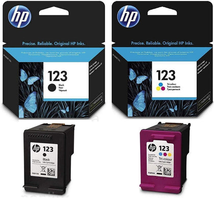 مجموعة خراطيش حبر HP 123، أسود - F6V17AE وثلاثي الألوان - F6V16AE