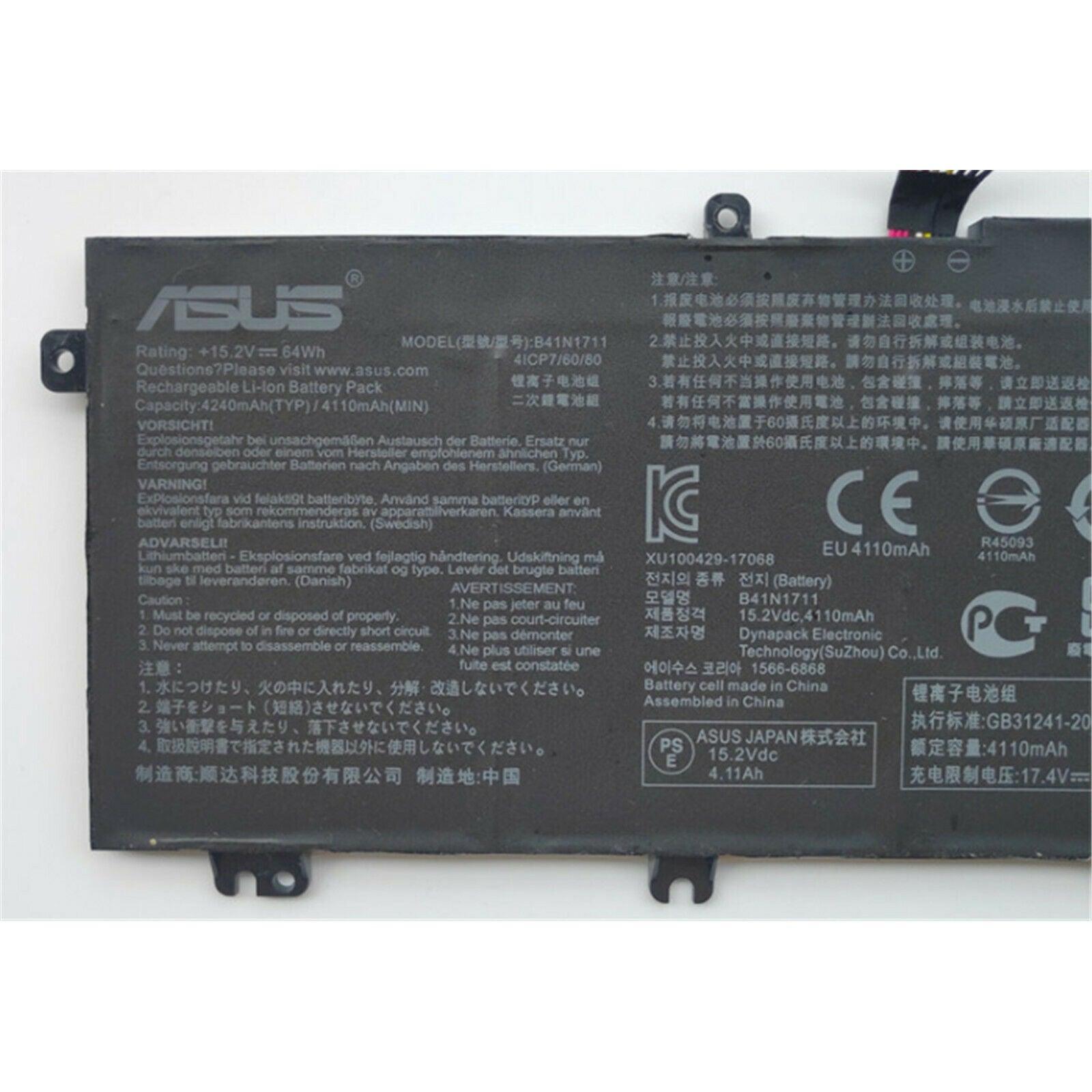 B41N1711 Original Laptop Battery for Asus ROG GL503VD GL703VD FX503VM FX63VD (Long Cable)