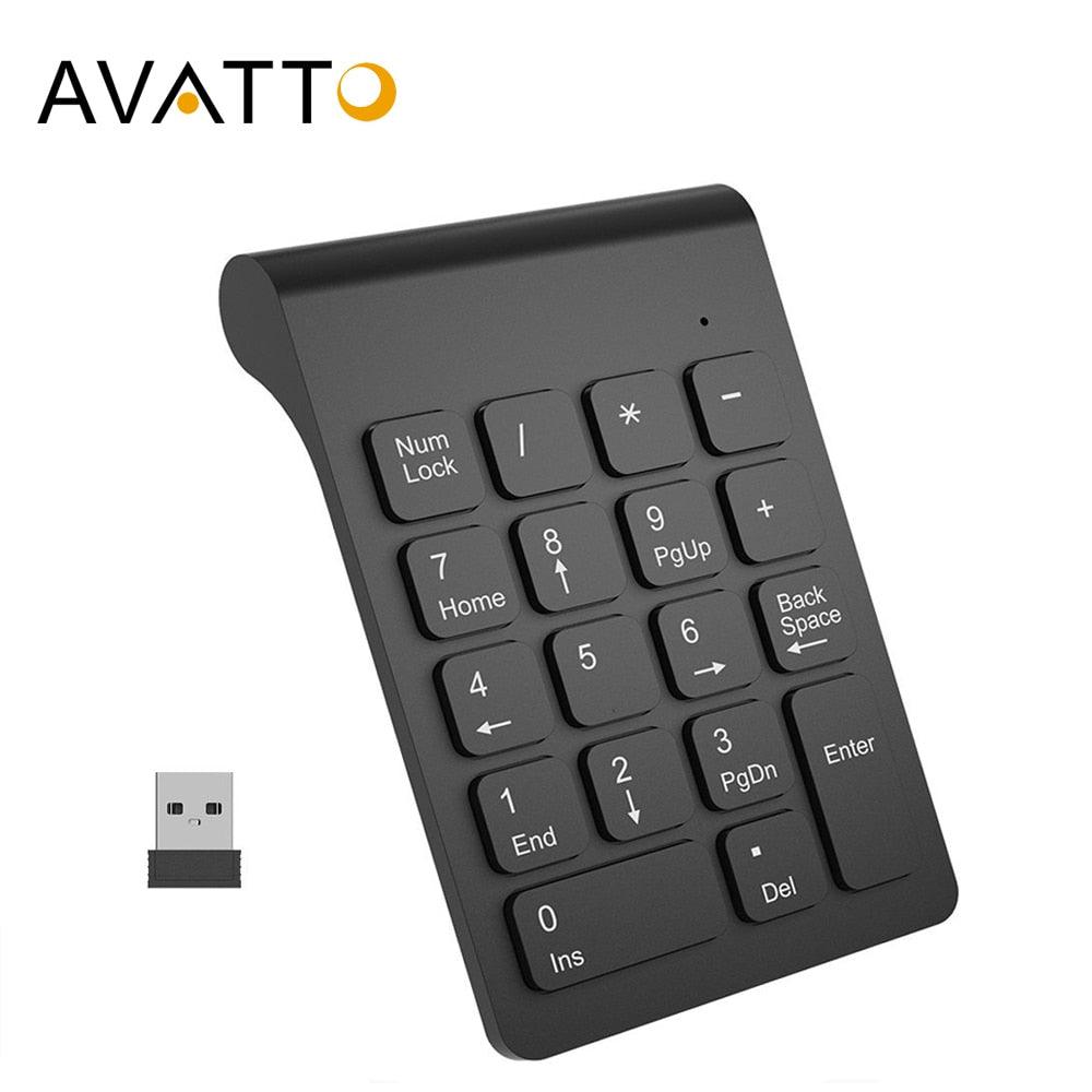 AVATTO Small-size 2.4GHz Wireless Numeric Keypad Numpad 18 Keys Digital Keyboard for Accounting Teller Laptop Notebook Tablets