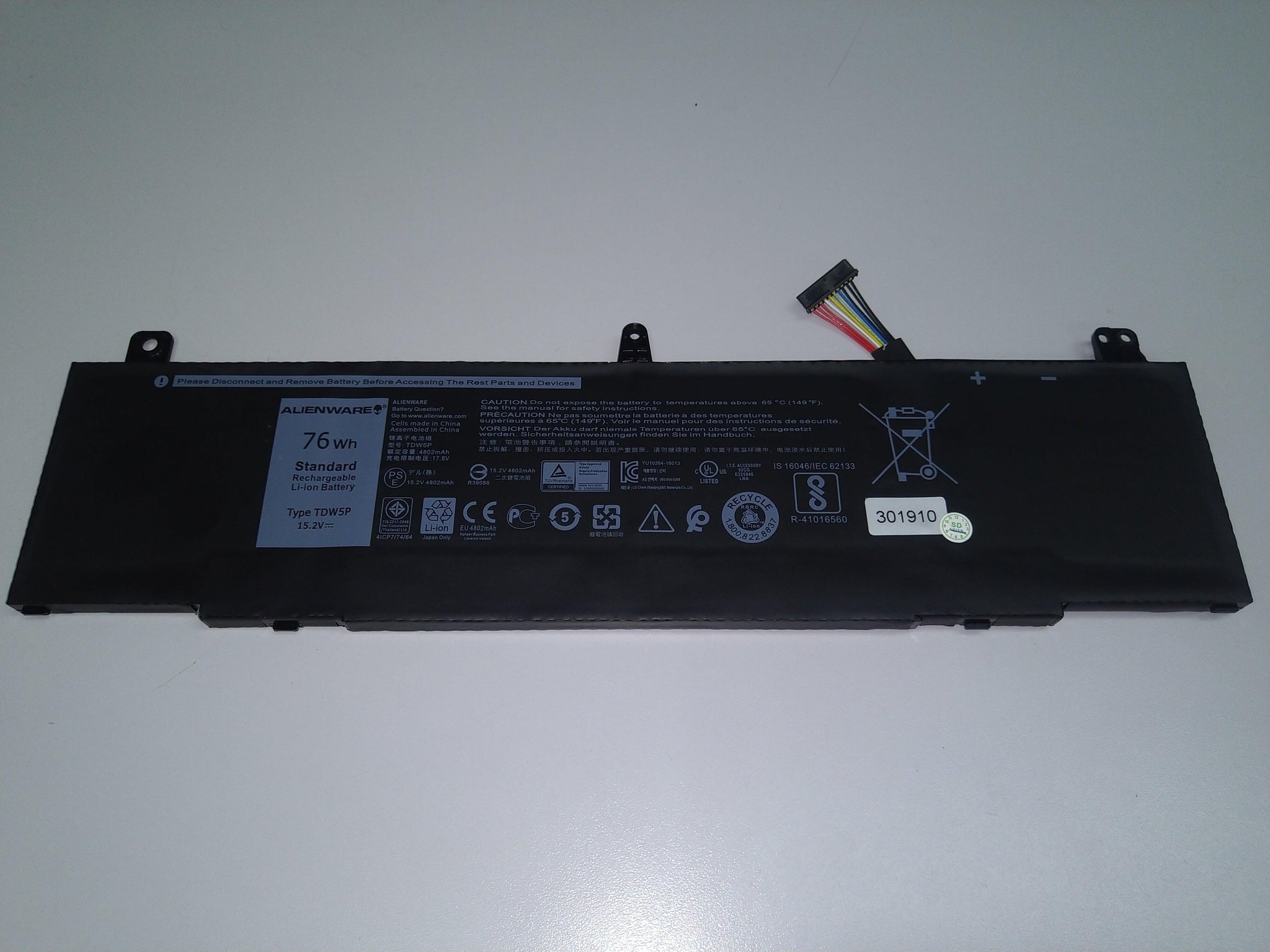 DELL TDW5P 0V9XD7 Battery Pack 76Wh 15.2V 4802 mAh Alienware 13 R3