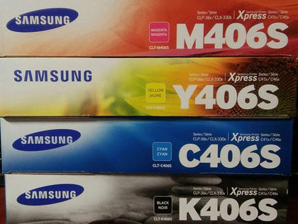 Samsung 406 Genuine color Toner Cartridge Set (CLT-K406S CLT-C406S CLT-M406S CLT-Y406S) - eBuy KSA