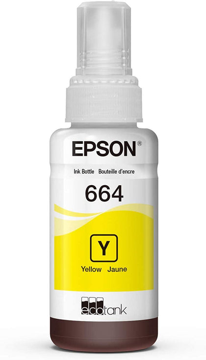Epson 664 T664420-S ET-2500 ET-2550 ET-3600 ET-4500 ET-4550 ET-16500 EcoTank Replacement Ink Bottle (Yellow) in Retail Packaging - eBuy KSA